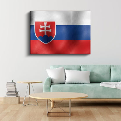 Slovakya Bayrağı - Dalgalı Görünüm Kanvas Tablo