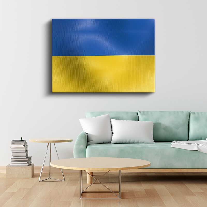 Ukrayna Bayrağı - Dalgalı Görünüm Kanvas Tablo