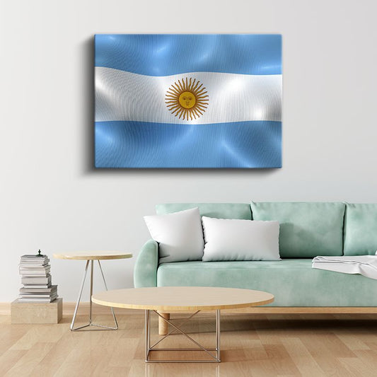 Arjantin Bayrağı - Dalgalı Görünüm Kanvas Tablo