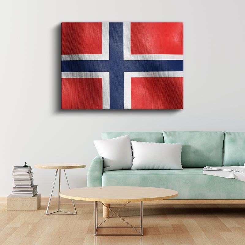 Norveç Bayrağı - Dalgalı Görünüm Kanvas Tablo