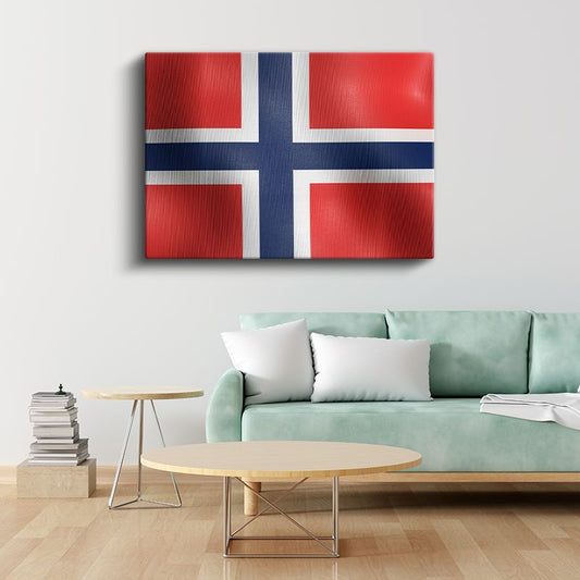 Norveç Bayrağı - Dalgalı Görünüm Kanvas Tablo
