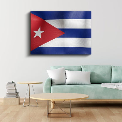 Küba Bayrağı - Dalgalı Görünüm Kanvas Tablo