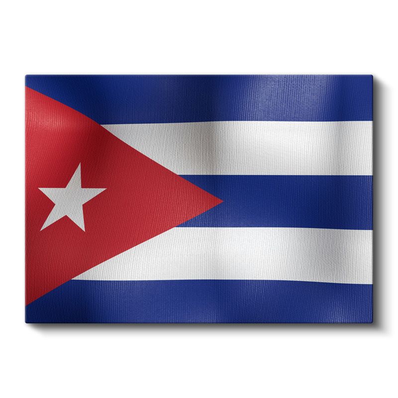 Küba Bayrağı - Dalgalı Görünüm Kanvas Tablo