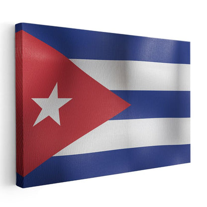 Küba Bayrağı - Dalgalı Görünüm Kanvas Tablo