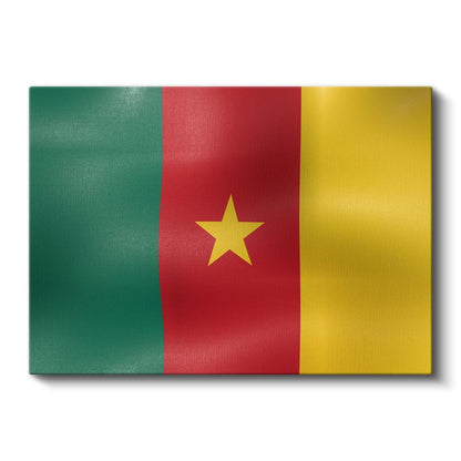 Kamerun Bayrağı - Dalgalı Görünüm Kanvas Tablo