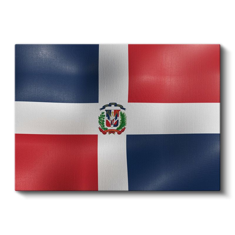 Dominik Cumhuriyeti Bayrağı - Dalgalı Görünüm Kanvas Tablo