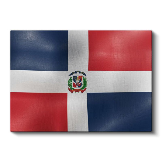 Dominik Cumhuriyeti Bayrağı - Dalgalı Görünüm Kanvas Tablo