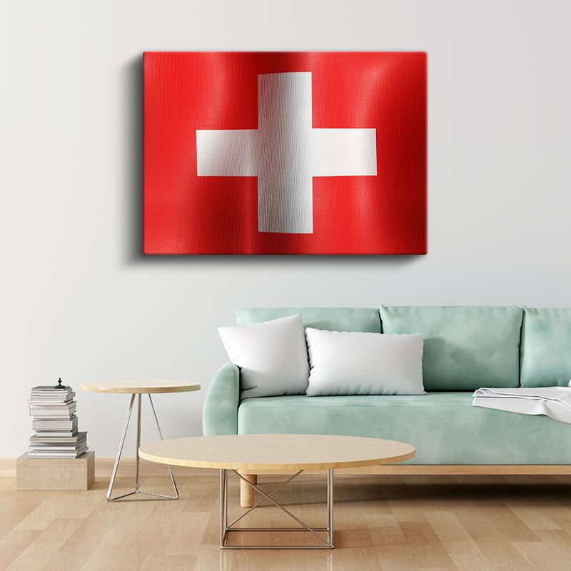 İsviçre Bayrağı - Dalgalı Görünüm Kanvas Tablo