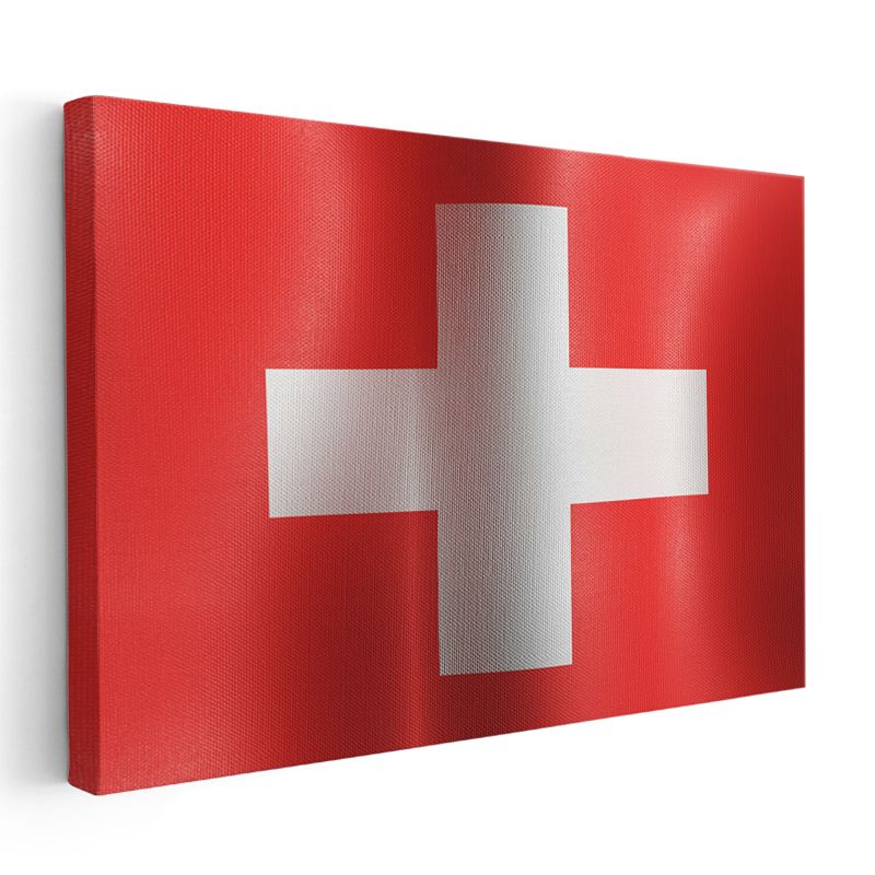 İsviçre Bayrağı - Dalgalı Görünüm Kanvas Tablo