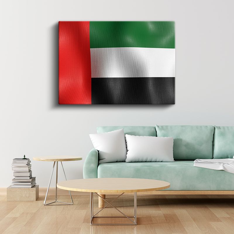 Birleşik Arap Emirlikleri Bayrağı - Dalgalı Görünüm Kanvas Tablo