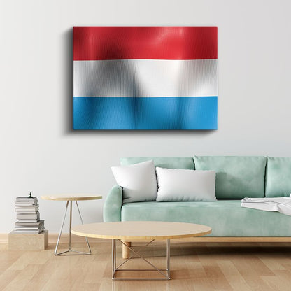 Lüksemburg Bayrağı - Dalgalı Görünüm Kanvas Tablo