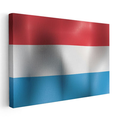 Lüksemburg Bayrağı - Dalgalı Görünüm Kanvas Tablo