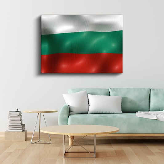 Bulgaristan Bayrağı - Dalgalı Görünüm Kanvas Tablo