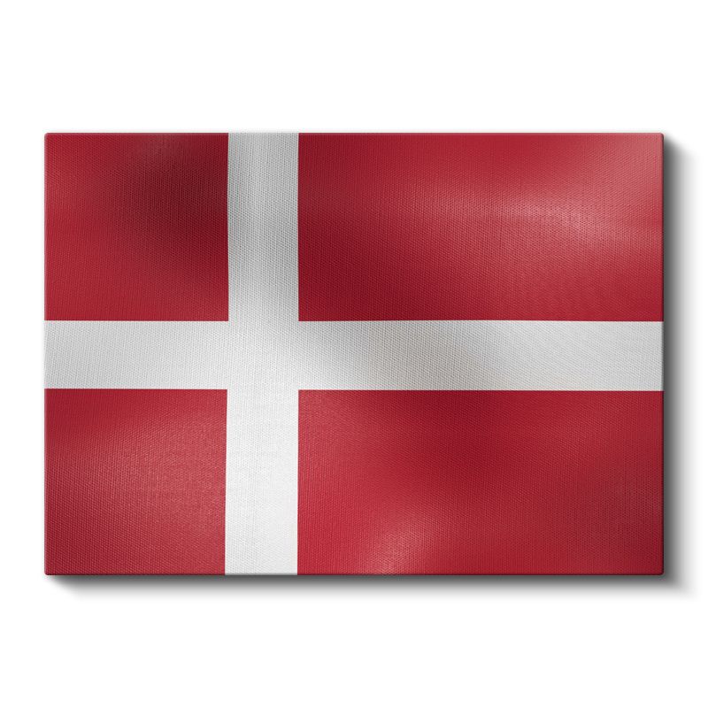 Danimarka Bayrağı - Dalgalı Görünüm Kanvas Tablo