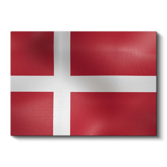 Danimarka Bayrağı - Dalgalı Görünüm Kanvas Tablo