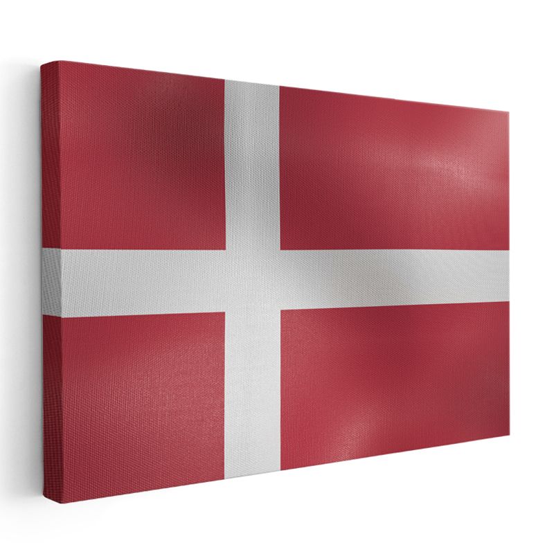 Danimarka Bayrağı - Dalgalı Görünüm Kanvas Tablo