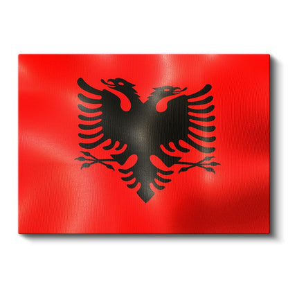 Arnavutluk Bayrağı - Dalgalı Görünüm Kanvas Tablo