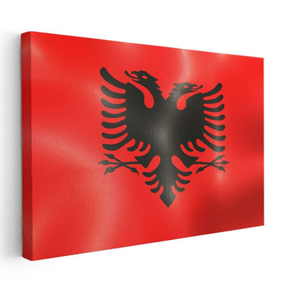 Arnavutluk Bayrağı - Dalgalı Görünüm Kanvas Tablo