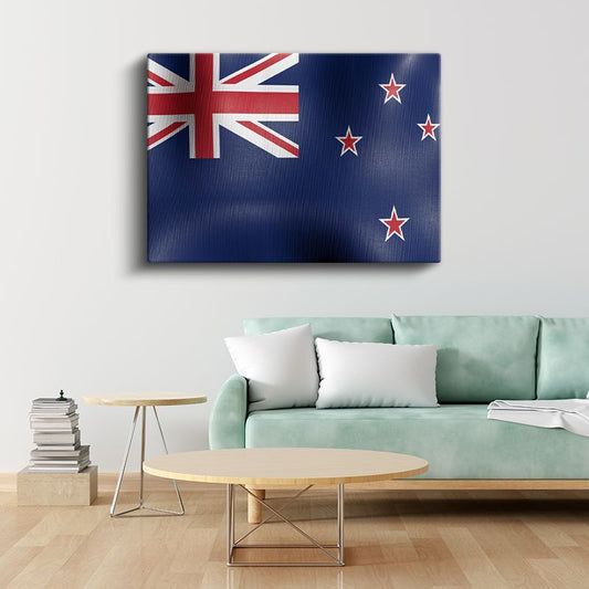 Yeni Zelanda Bayrağı - Dalgalı Görünüm Kanvas Tablo