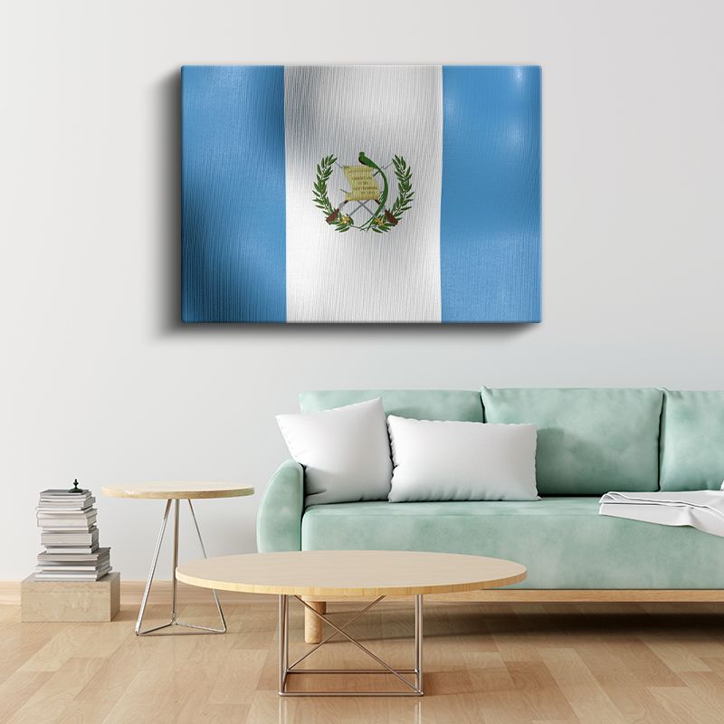 Guatemala Bayrağı - Dalgalı Görünüm Kanvas Tablo