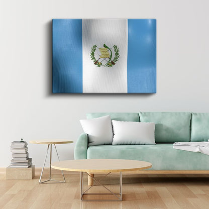Guatemala Bayrağı - Dalgalı Görünüm Kanvas Tablo