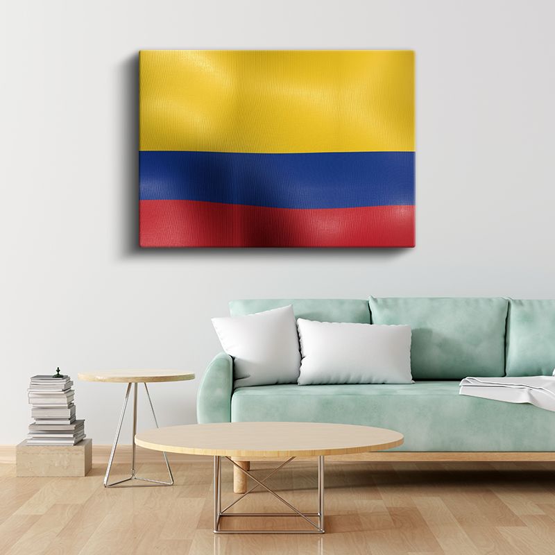Kolombiya Bayrağı - Dalgalı Görünüm Kanvas Tablo