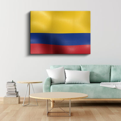 Kolombiya Bayrağı - Dalgalı Görünüm Kanvas Tablo