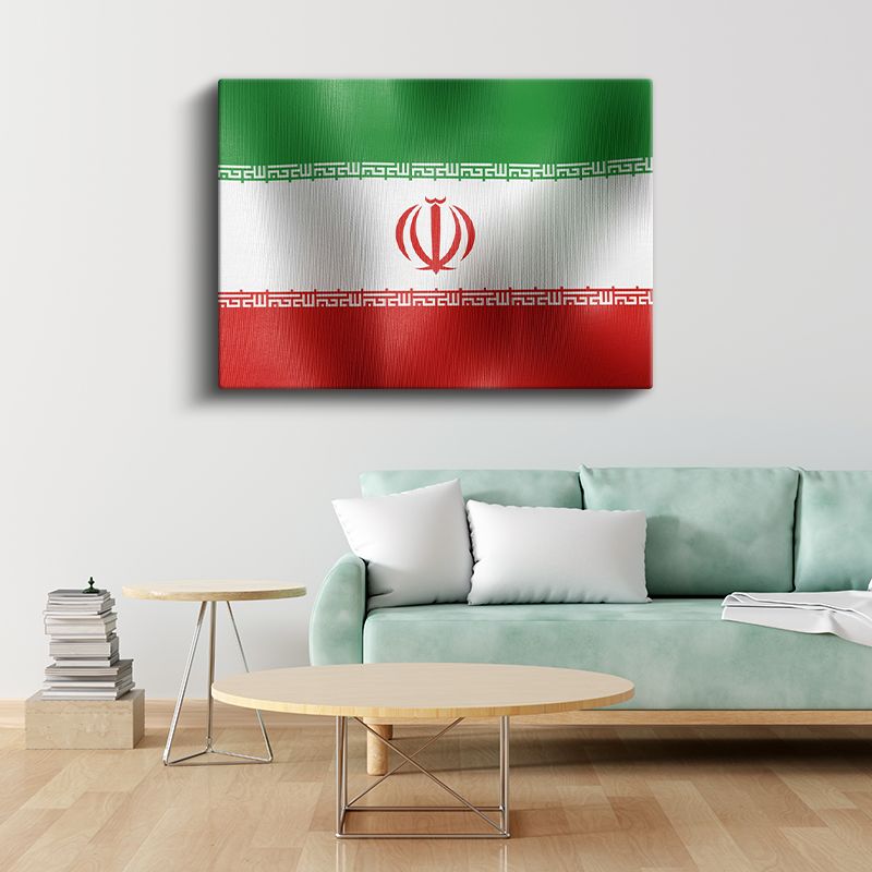 İran Bayrağı - Dalgalı Görünüm Kanvas Tablo