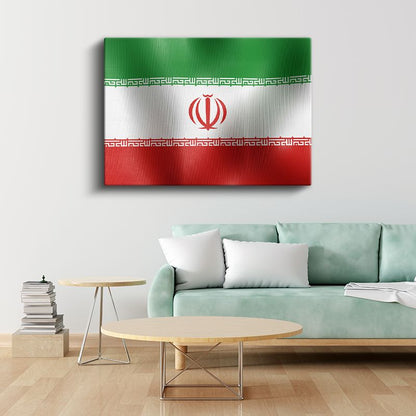 İran Bayrağı - Dalgalı Görünüm Kanvas Tablo