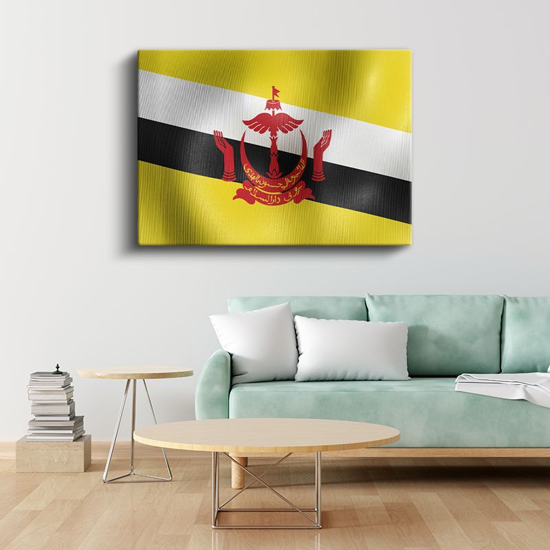 Brunei Bayrağı - Dalgalı Görünüm Kanvas Tablo