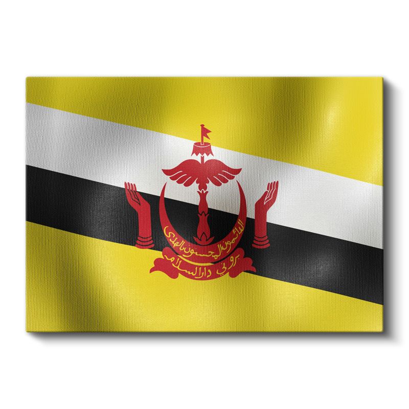 Brunei Bayrağı - Dalgalı Görünüm Kanvas Tablo