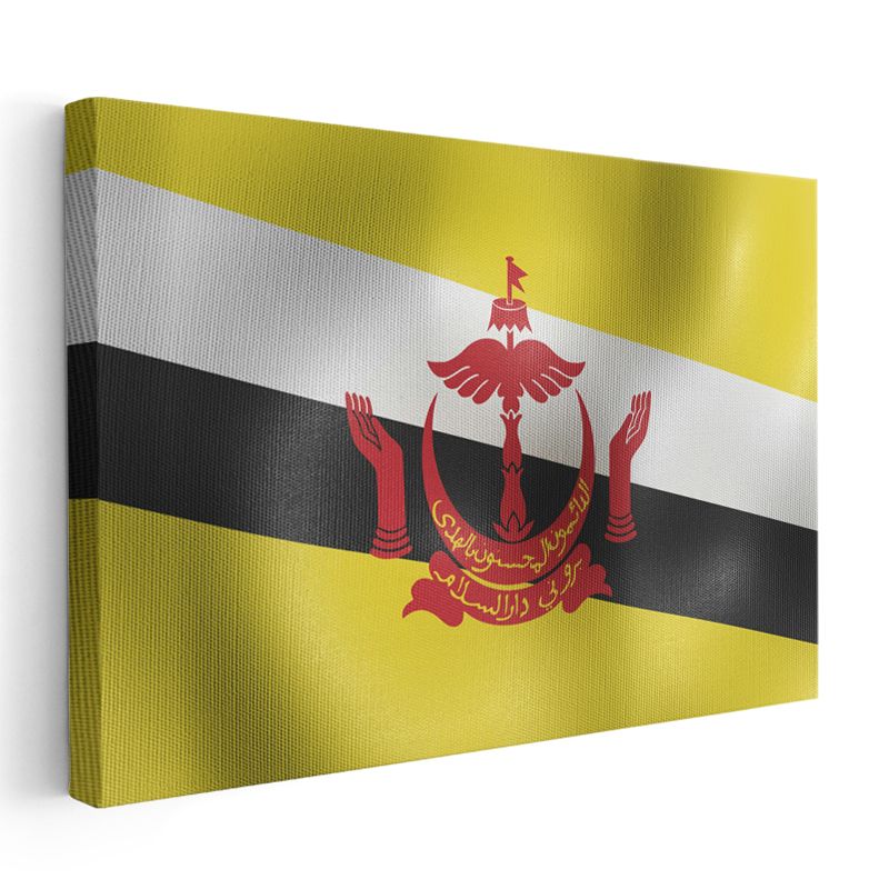 Brunei Bayrağı - Dalgalı Görünüm Kanvas Tablo