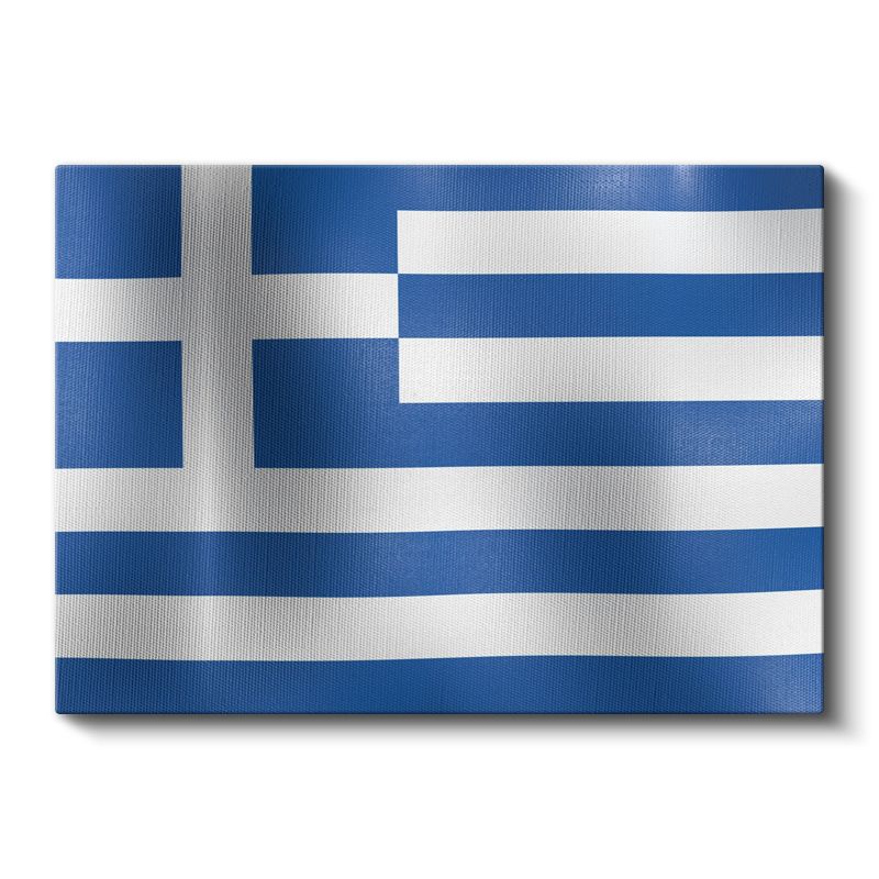 Yunanistan Bayrağı - Dalgalı Görünüm Kanvas Tablo