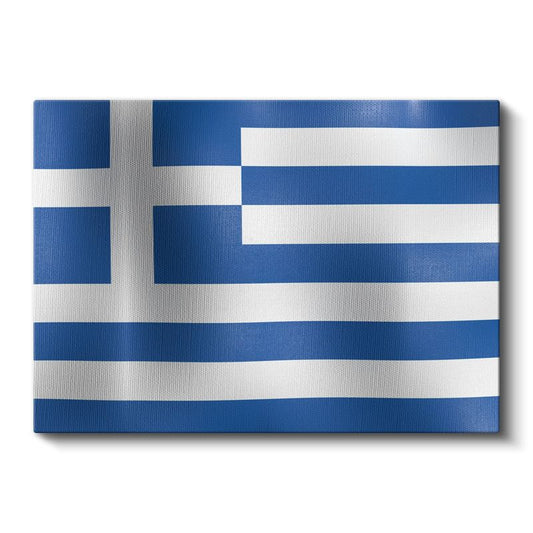 Yunanistan Bayrağı - Dalgalı Görünüm Kanvas Tablo