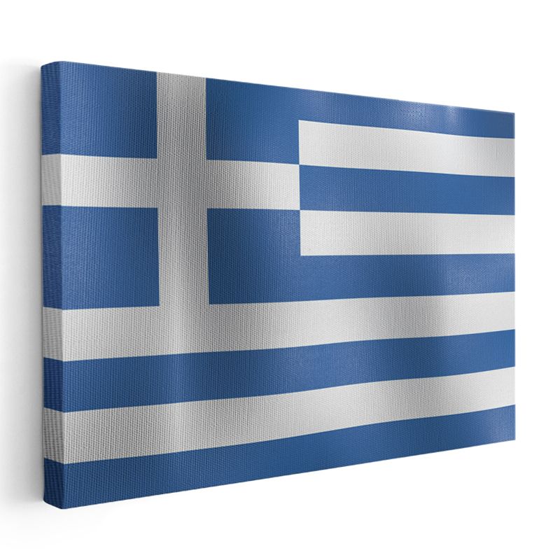 Yunanistan Bayrağı - Dalgalı Görünüm Kanvas Tablo