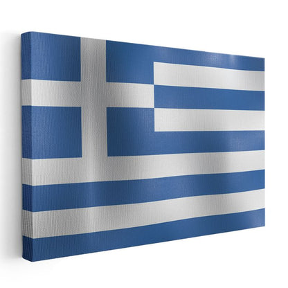 Yunanistan Bayrağı - Dalgalı Görünüm Kanvas Tablo