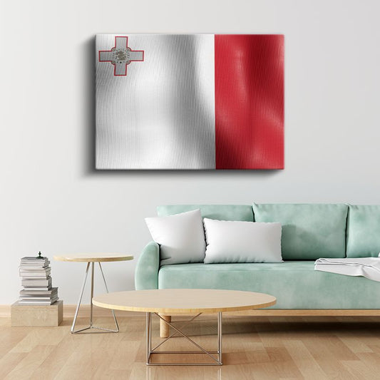Malta Bayrağı - Dalgalı Görünüm Kanvas Tablo