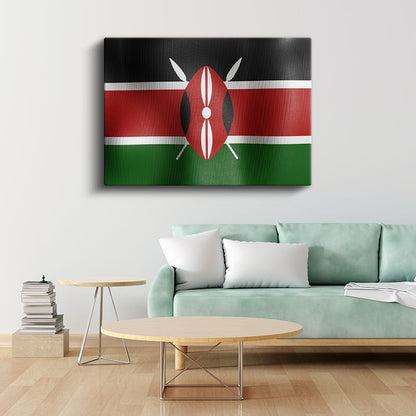 Kenya Bayrağı - Dalgalı Görünüm Kanvas Tablo