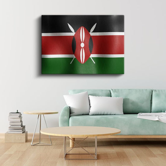 Kenya Bayrağı - Dalgalı Görünüm Kanvas Tablo