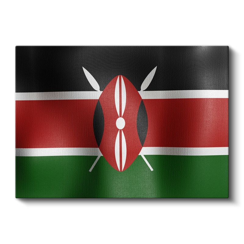 Kenya Bayrağı - Dalgalı Görünüm Kanvas Tablo