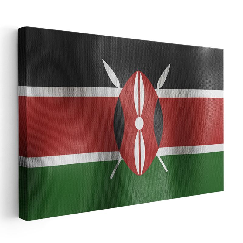 Kenya Bayrağı - Dalgalı Görünüm Kanvas Tablo