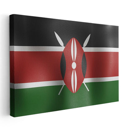 Kenya Bayrağı - Dalgalı Görünüm Kanvas Tablo