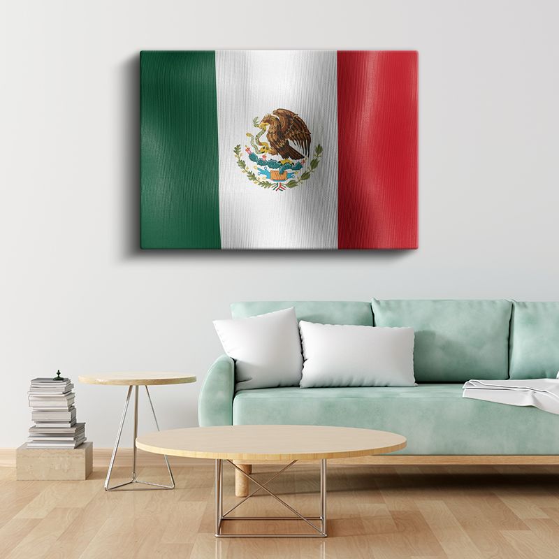 Meksika Bayrağı - Dalgalı Görünüm Kanvas Tablo