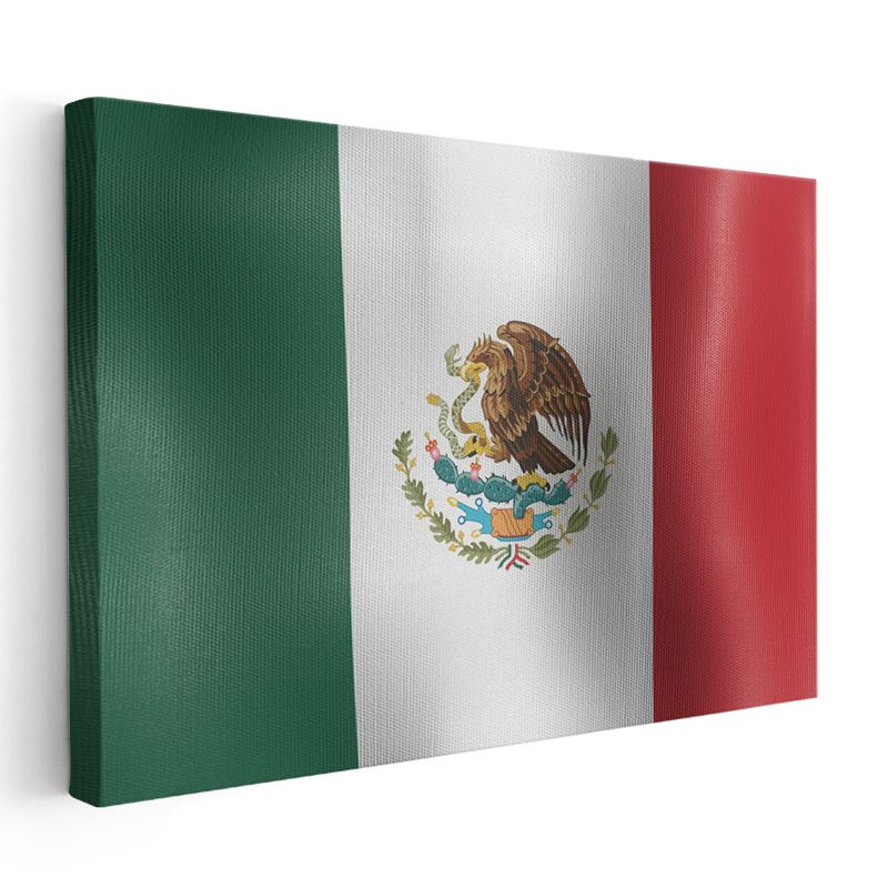 Meksika Bayrağı - Dalgalı Görünüm Kanvas Tablo