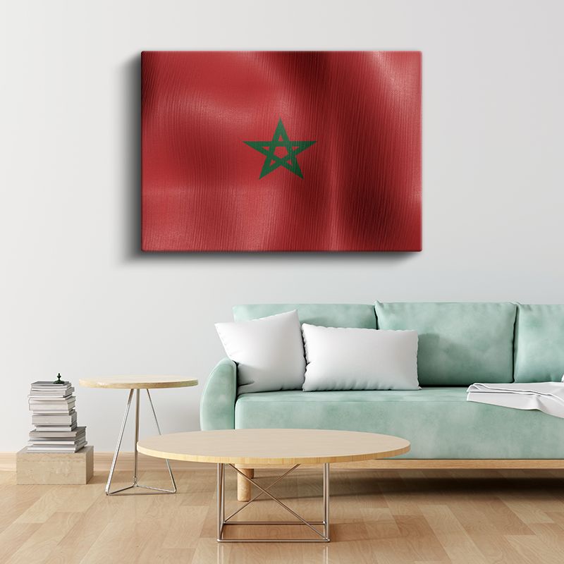 Fas Bayrağı - Dalgalı Görünüm Kanvas Tablo