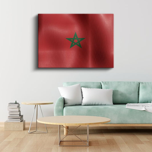 Fas Bayrağı - Dalgalı Görünüm Kanvas Tablo