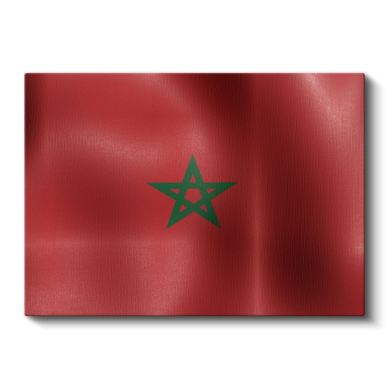 Fas Bayrağı - Dalgalı Görünüm Kanvas Tablo