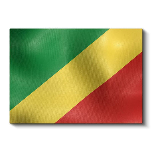 Kongo Cumhuriyeti Bayrağı - Dalgalı Görünüm Kanvas Tablo