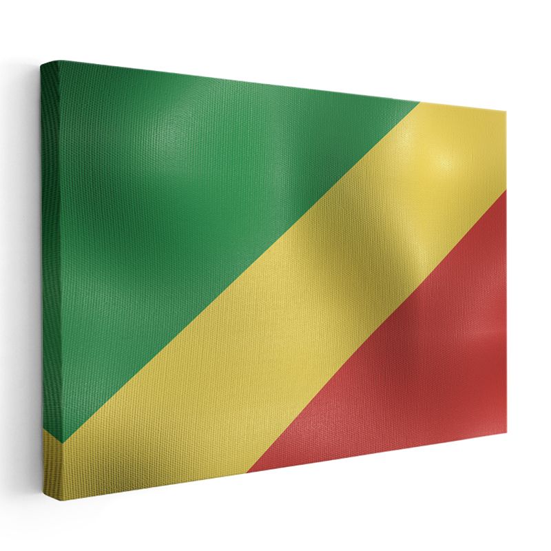 Kongo Cumhuriyeti Bayrağı - Dalgalı Görünüm Kanvas Tablo