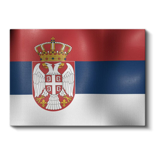 Sırbistan Bayrağı - Dalgalı Görünüm Kanvas Tablo